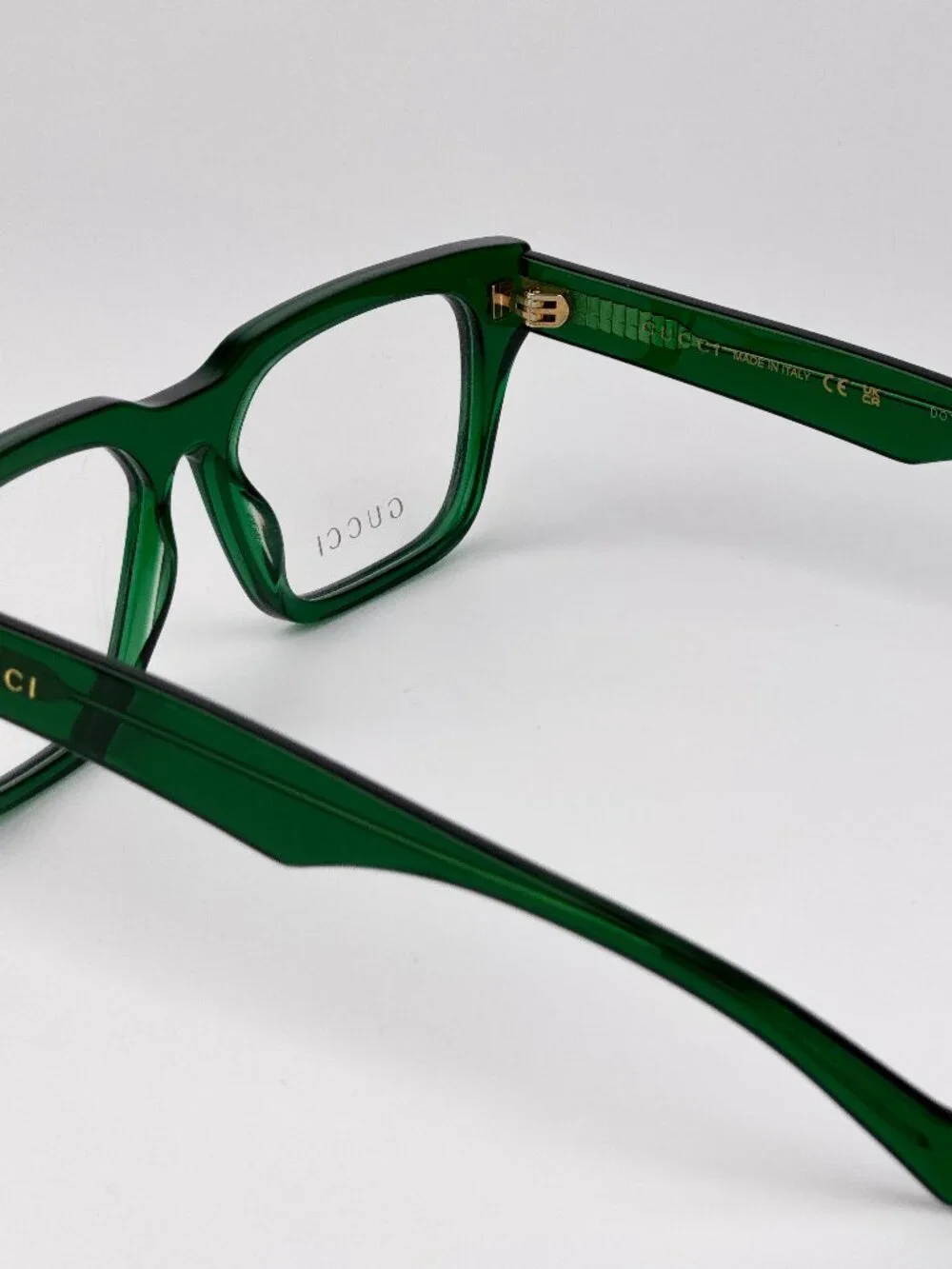 Gucci GG0963O 004 Rectangular Square Eyeglasses Transparent Green NEW AUTHENTIC